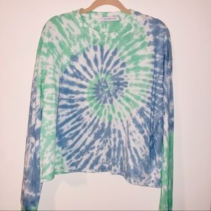 Daydreamer tie dye LS cropped top Small